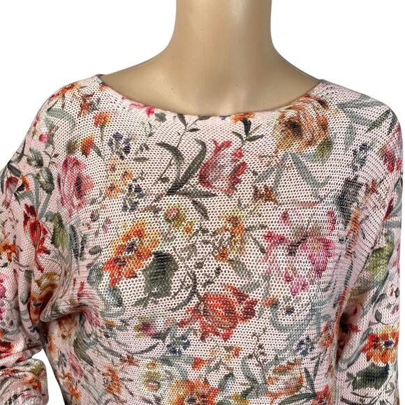 Luisa Ricci Italy Pink Colorful Floral Dolman Bateau Neck Pullover Sweater SZ S - Picture 3 of 9